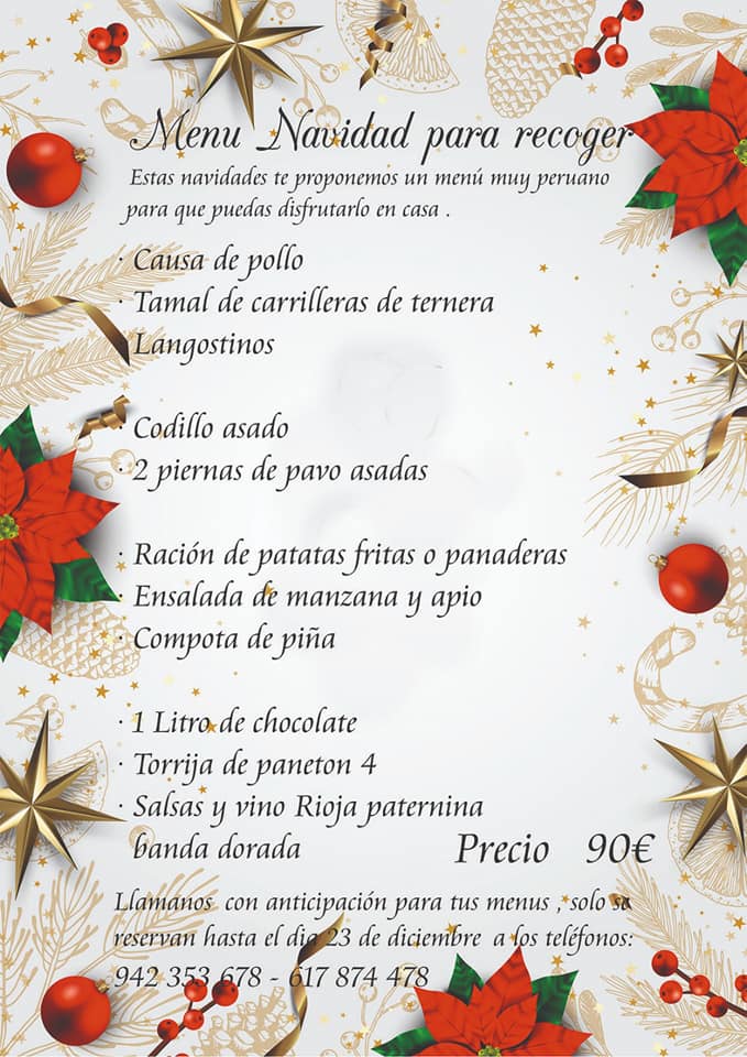Menús de Navidad para recoger Santander 2020 - Las terrazas de Carmen